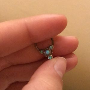 Opal septum ring clicker hippie boho